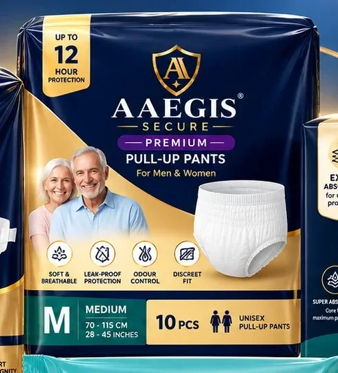 Aaegis Secure Premium Pull-Up Pants pack in size Medium, suited to long train journeys